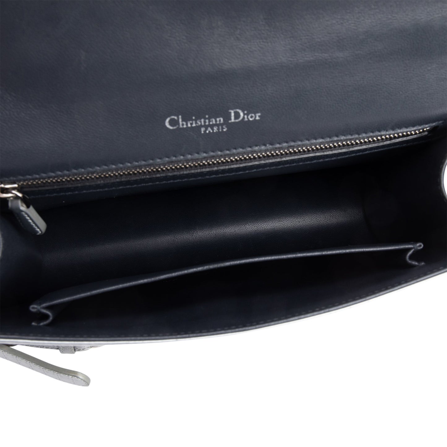 Christian Dior Large Silver Metallic Microcannage Diorama Shoulder Bag
