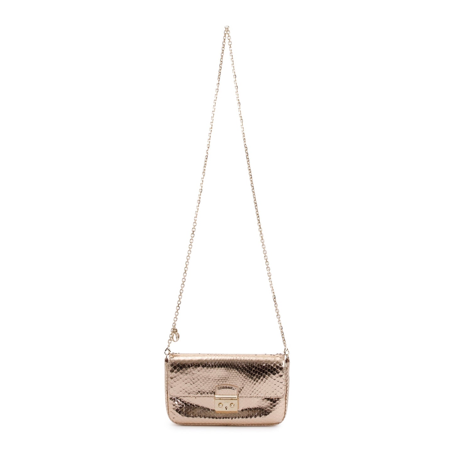 Christian Dior Metallic Gold Python Miss Dior Promenade Wallet on Chain