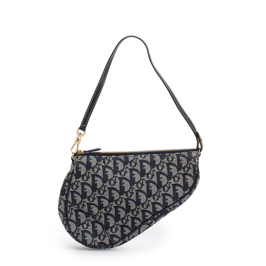 Christian Dior Navy Diorissimo Saddle Pochette