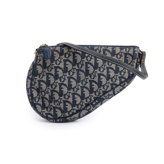 Christian Dior Navy Diorissimo Saddle Pochette