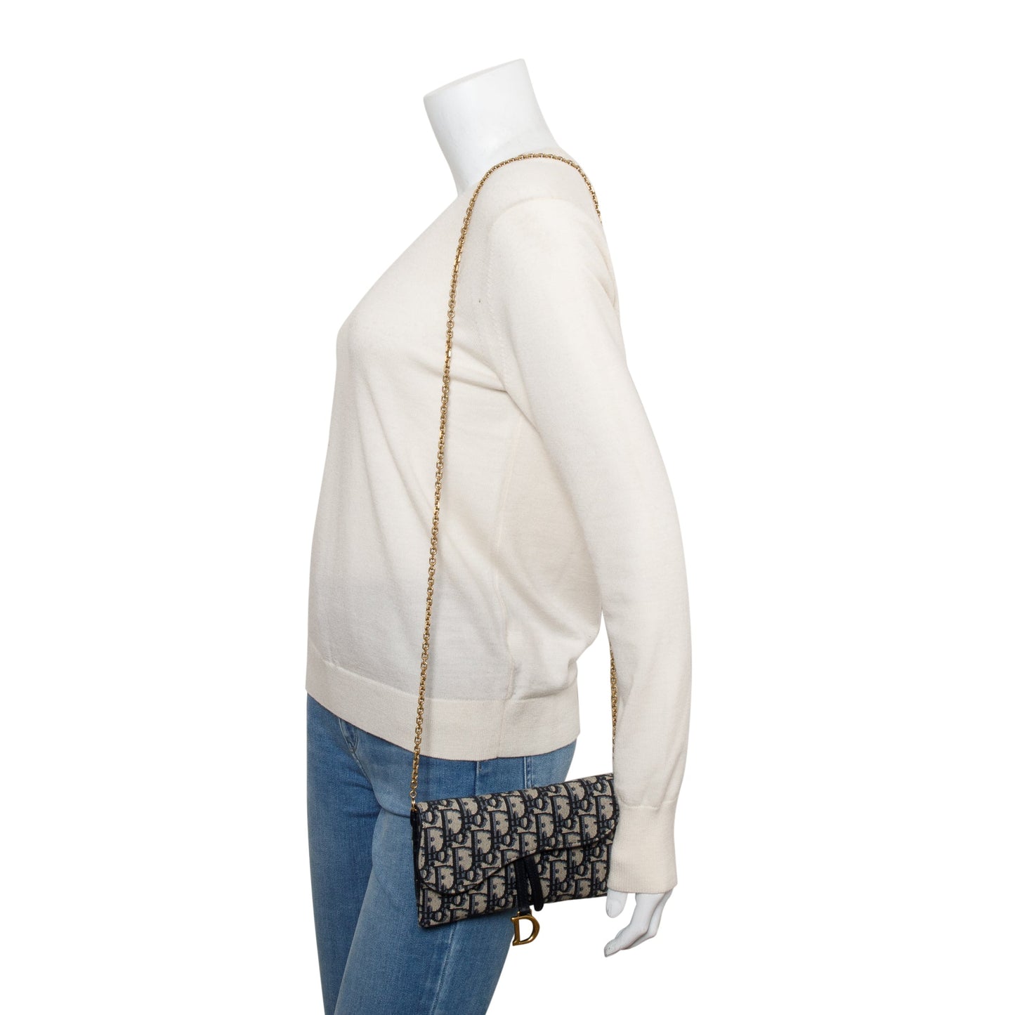 Christian Dior Oblique Long Saddle Wallet on Chain