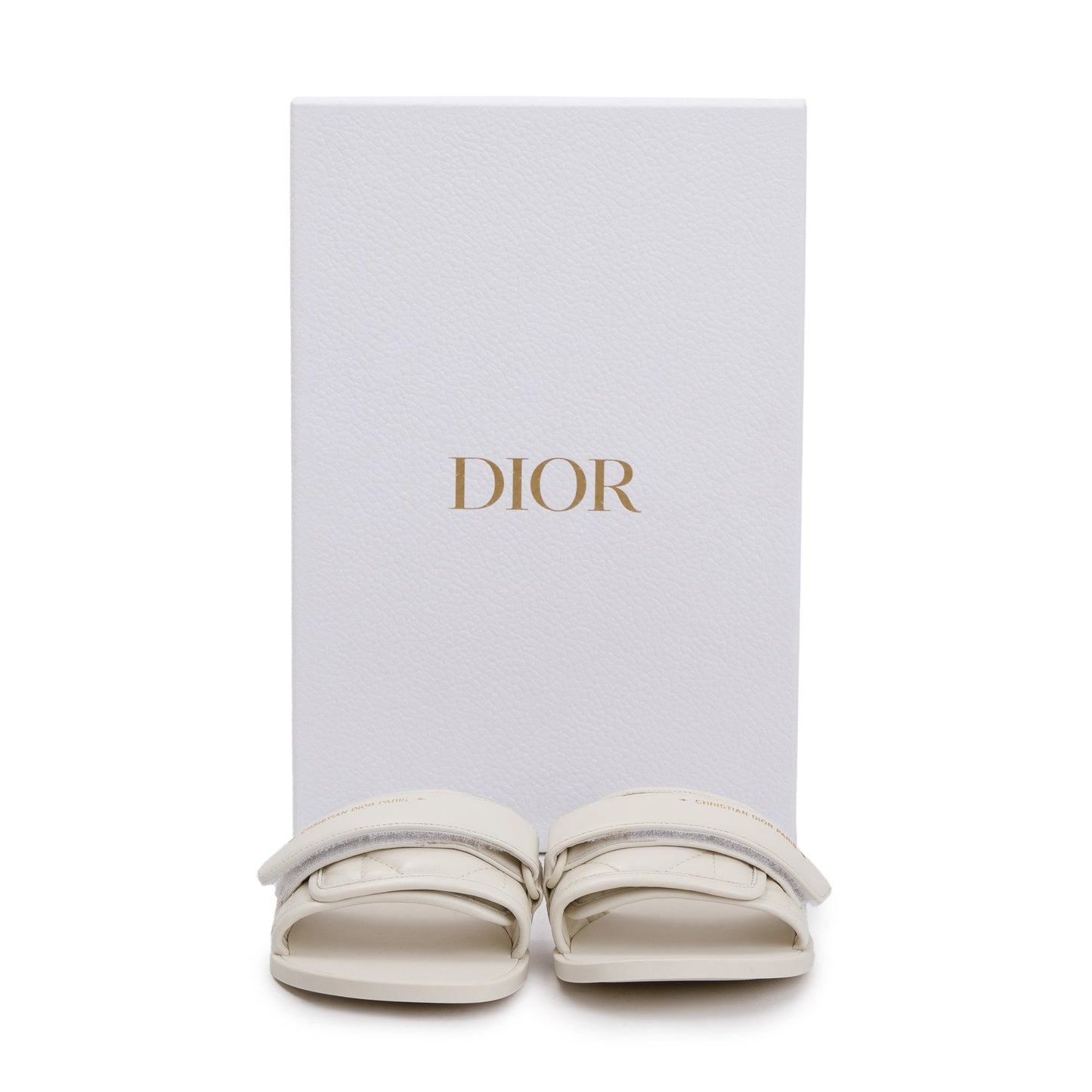 Christian Dior Off White Cannage Quilted Leather Dio(r)evolution Slide, Size 35