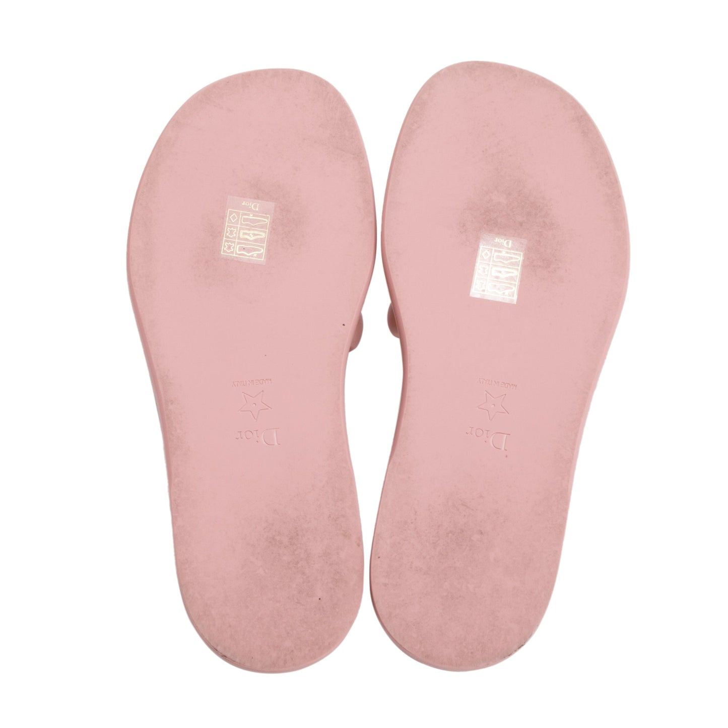Christian Dior PInk Embossed Lambskin Leather Every-D Slide, Size 38.5