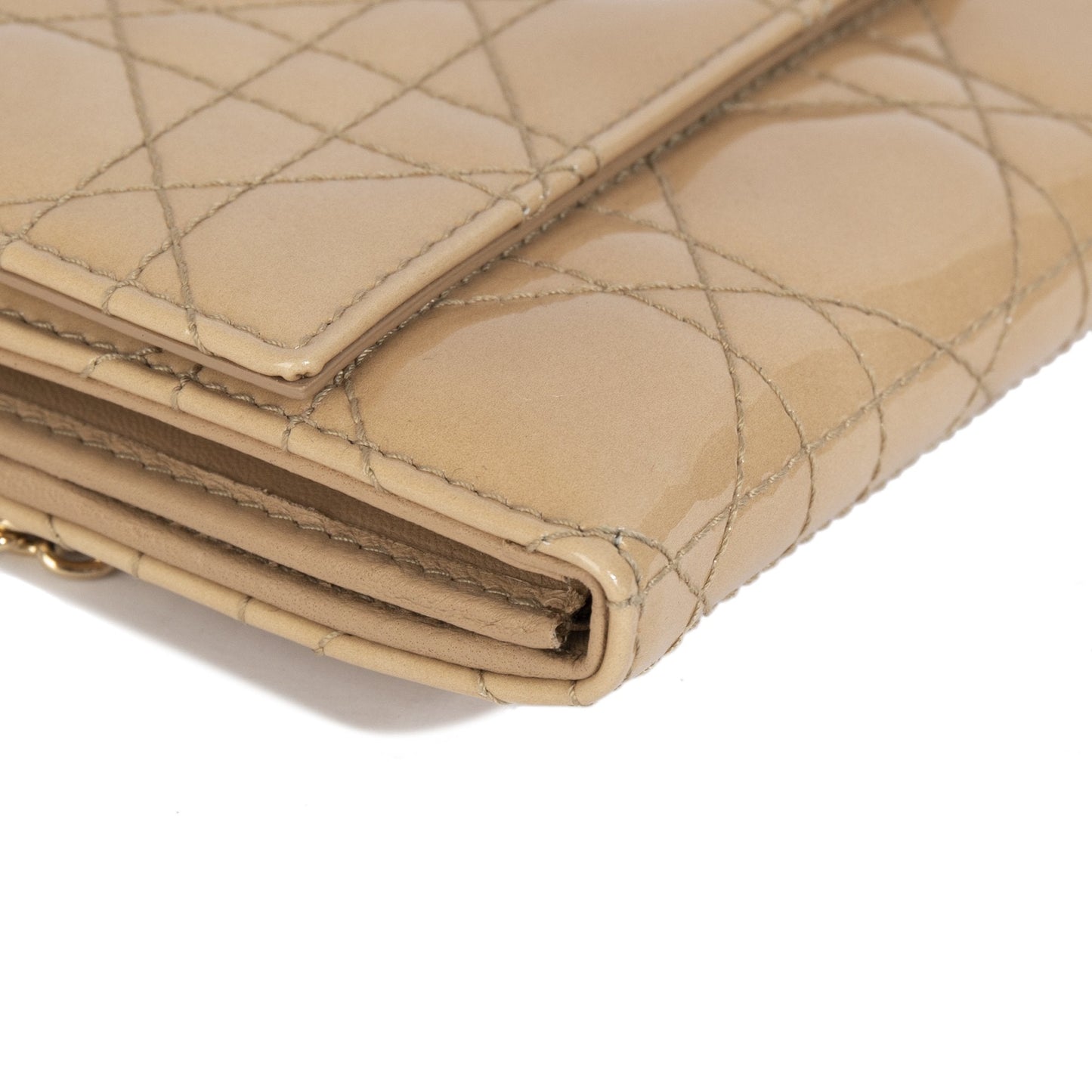 Christian Dior Patent Cannage Lady Dior Chain Wallet