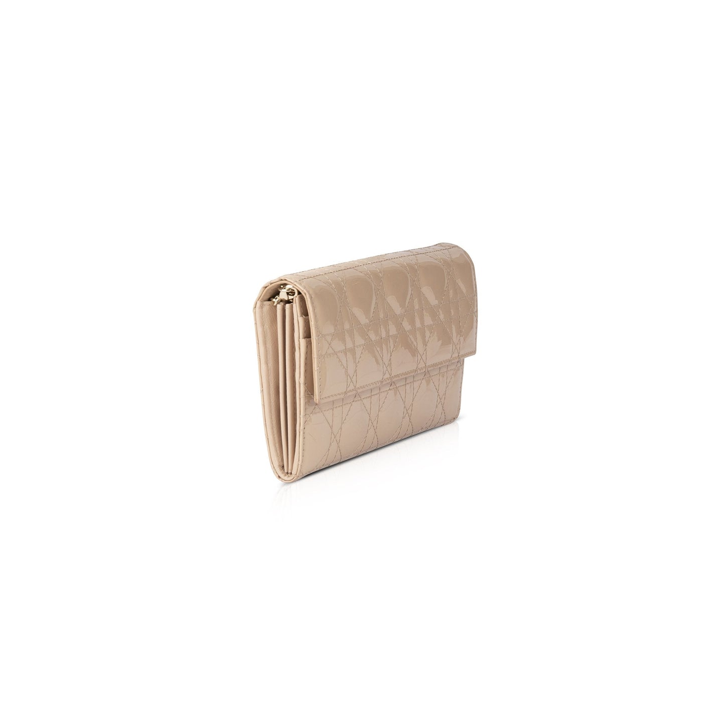 Christian Dior Patent Cannage Lady Dior Chain Wallet