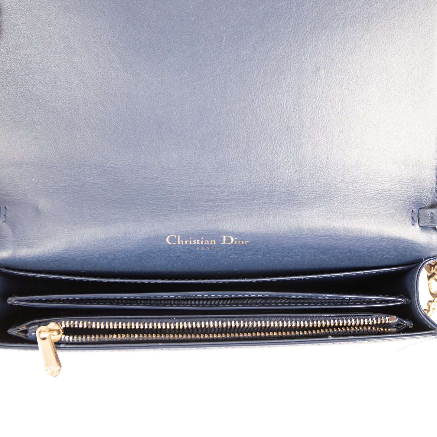 Christian Dior Patent Cannage Leather Lady Dior Chain Pouch