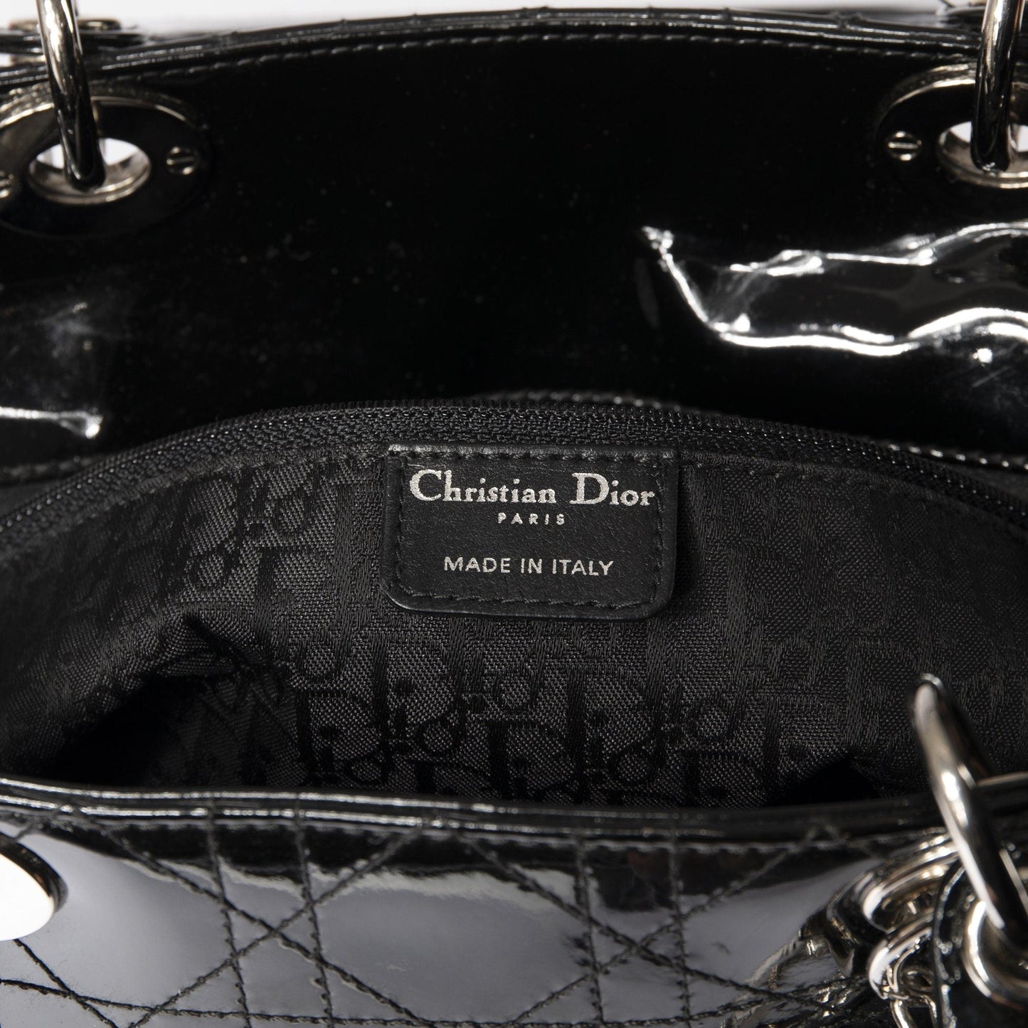 Christian Dior Patent Large Lady Dior Bag