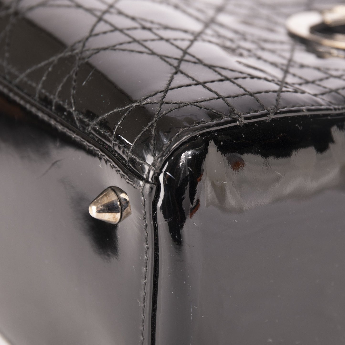 Christian Dior Patent Leather Medium Lady Dior Bag