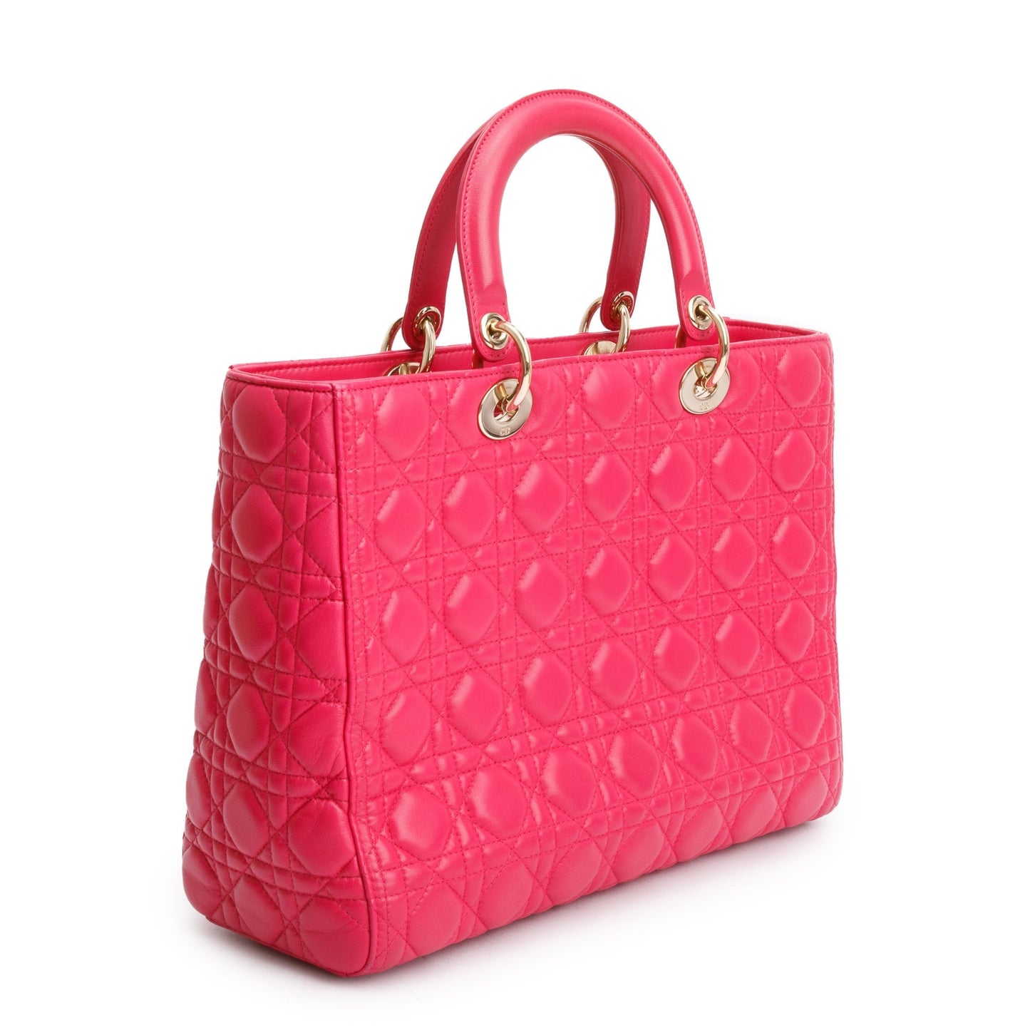 Christian Dior Pink Cannage Leather Large Lady Dior Bag