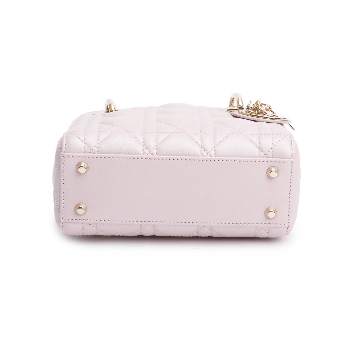 Christian Dior Pink Iridescent Cannage Leather Mini Lady Dior Bag