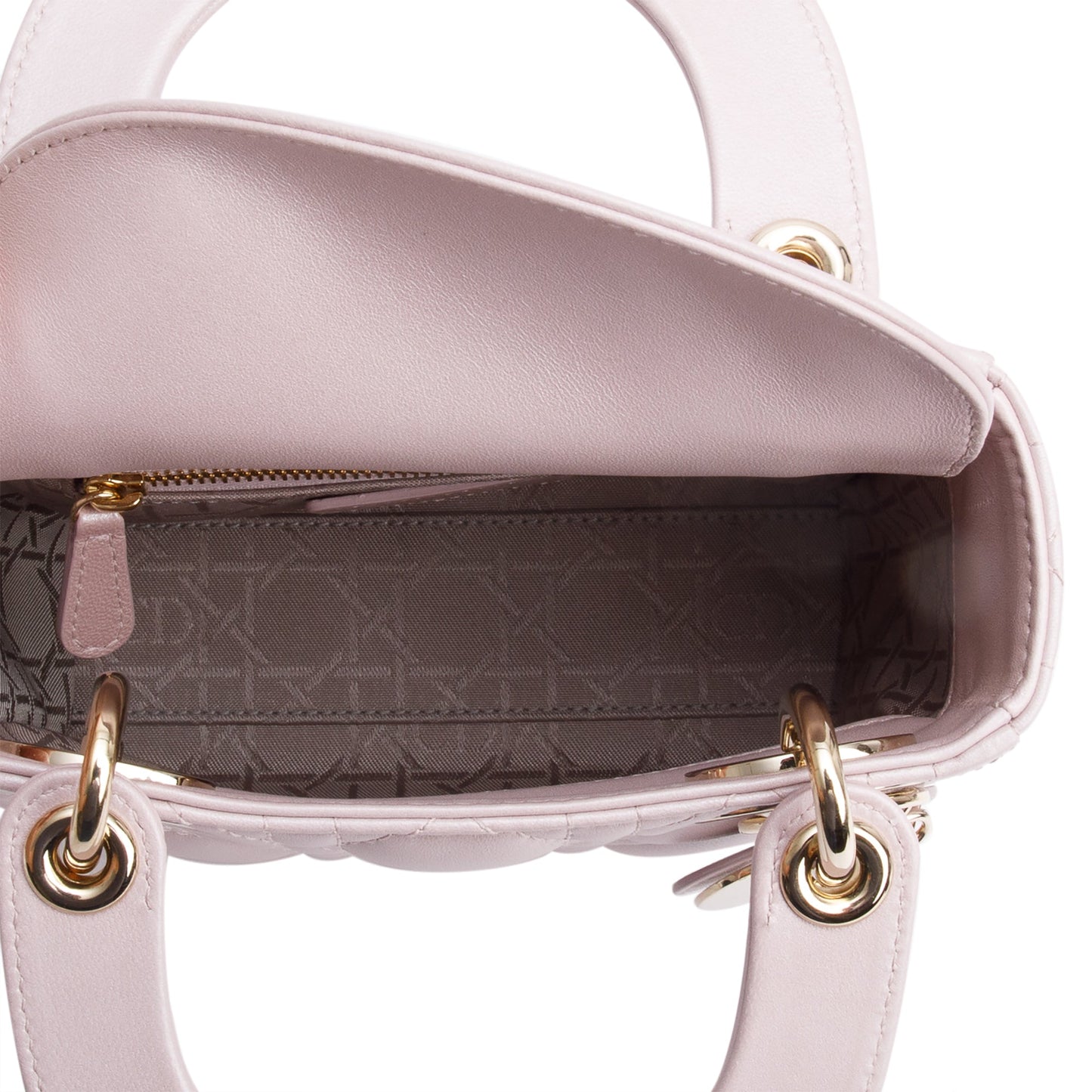 Christian Dior Pink Iridescent Cannage Leather Mini Lady Dior Bag