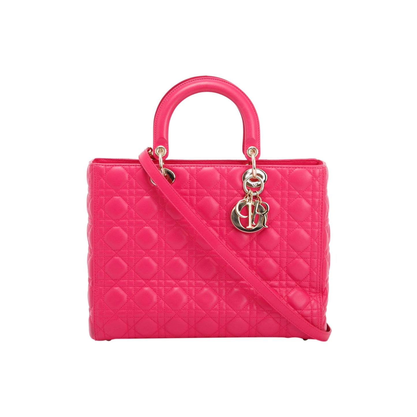 Christian Dior Pink Large Cannage Lady Dior Bag