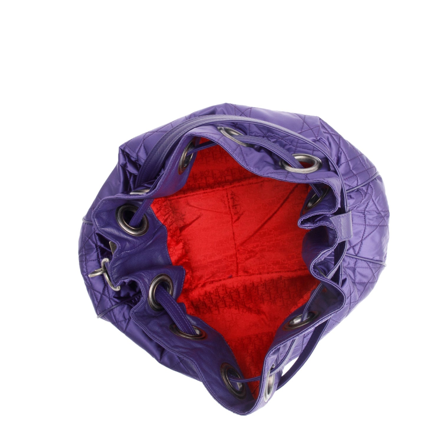 Christian Dior Purple Satin Cannage Drawstring Bag