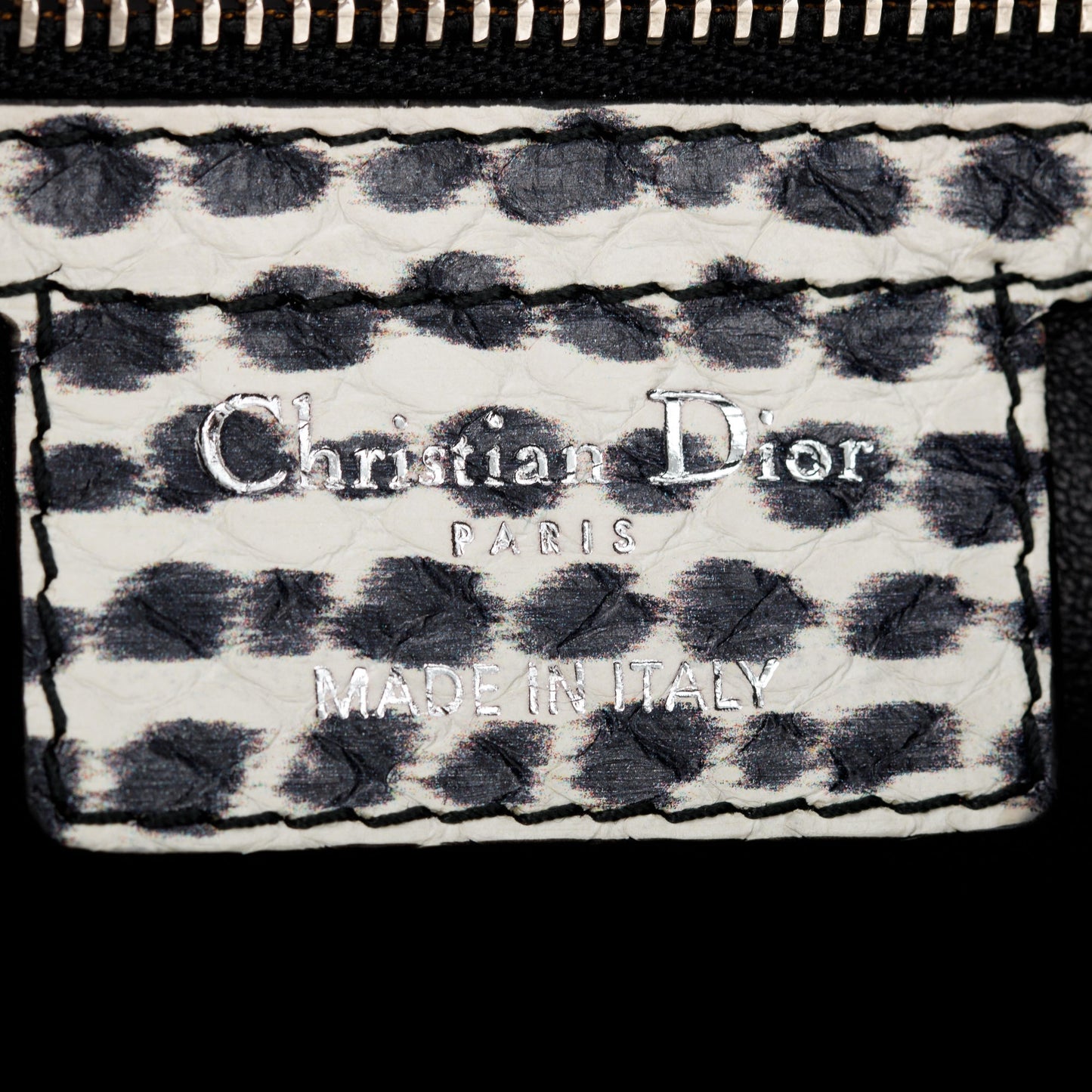 Christian Dior Python-Trimmed Black Calfskin Leather Large Diorling Bag