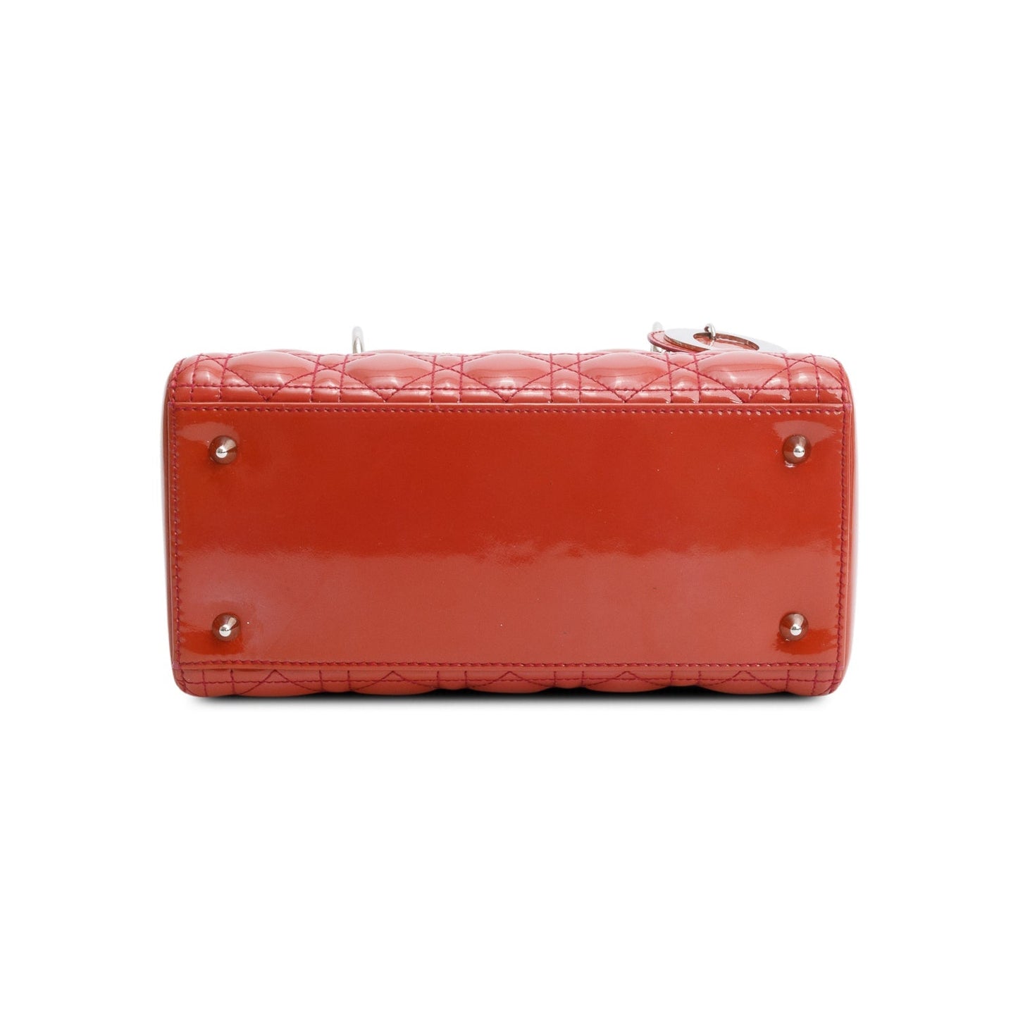 Christian Dior Red Cannage Patent Leather Small Lady Dior Bag