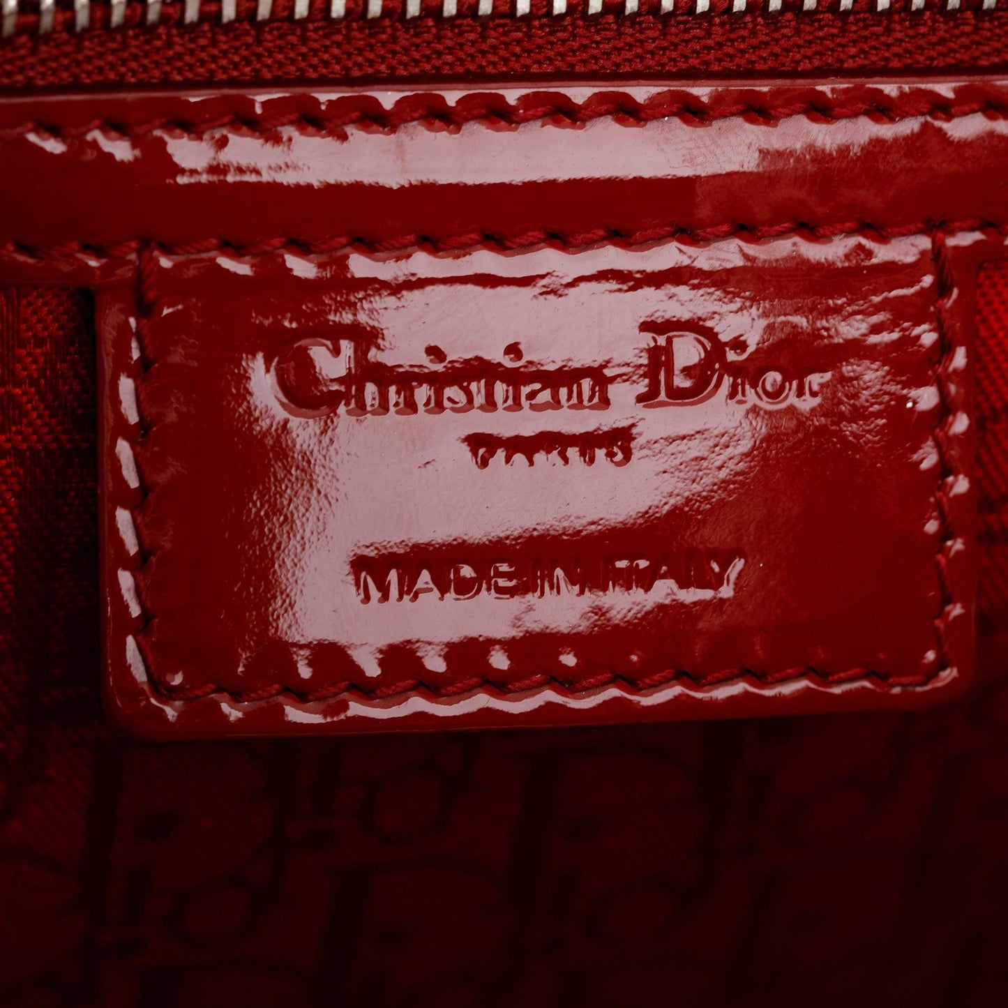 Christian Dior Red Patent Leather Large Lady Dior Bag