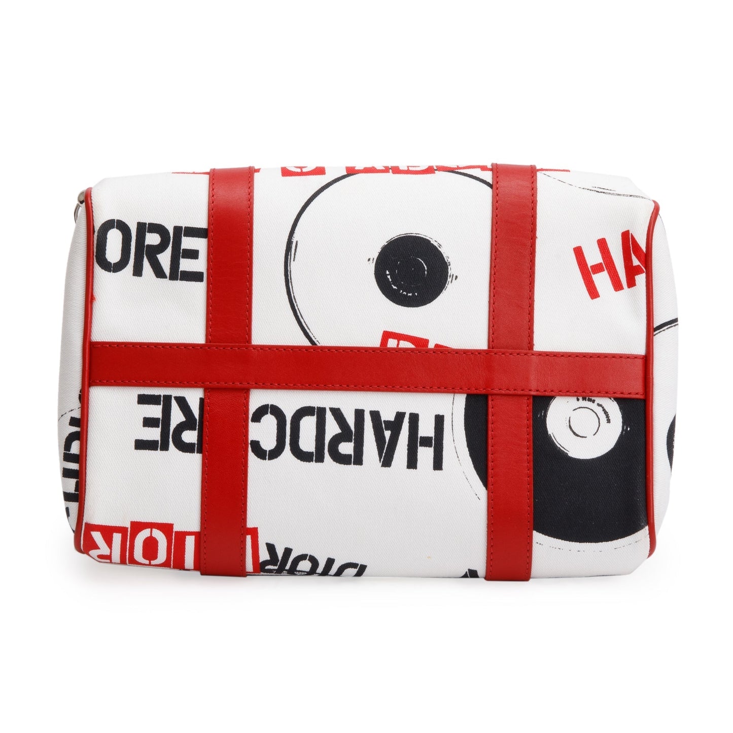 Christian Dior Red/White Printed Canvas Hardcore Boston Pierced Bag