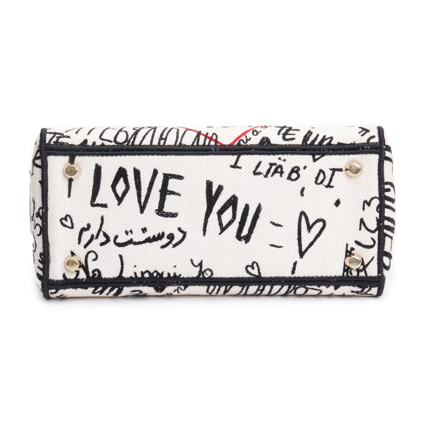 Christian Dior Red/White/Black Canvas Dioramour Graffiti Medium Lady Di-Lite Bag