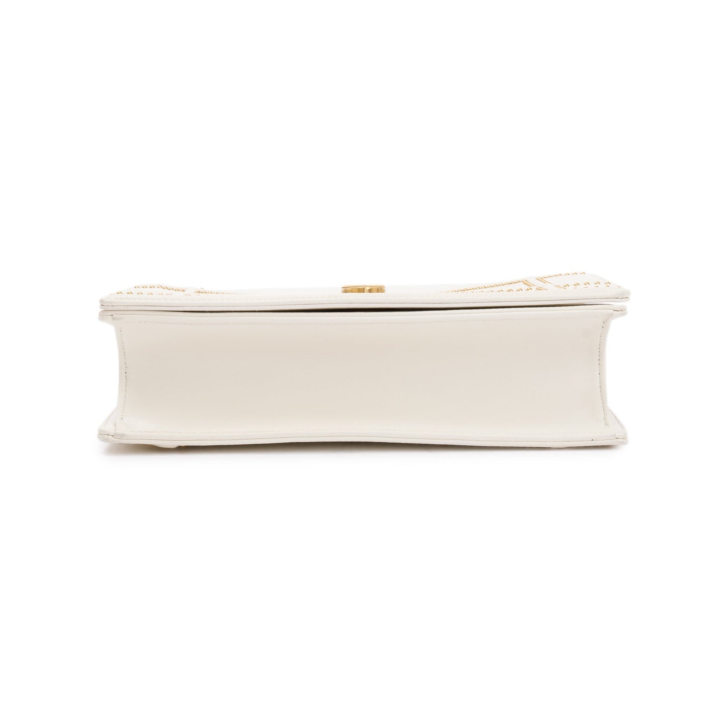 Christian Dior White Calfskin Leather Medium Studded Diorama Flap Bag