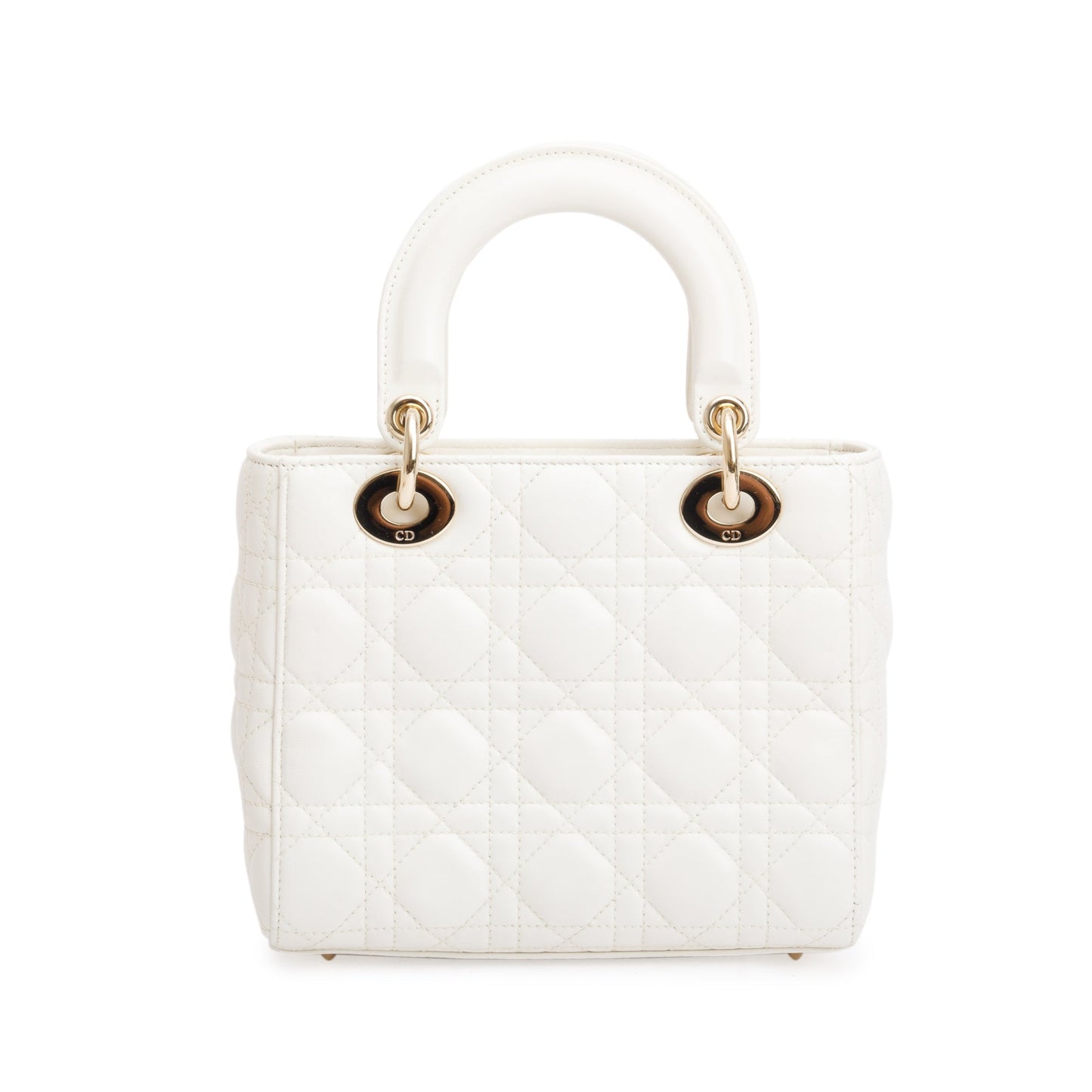 Christian Dior White Cannage Leather Small Lady Dior Bag