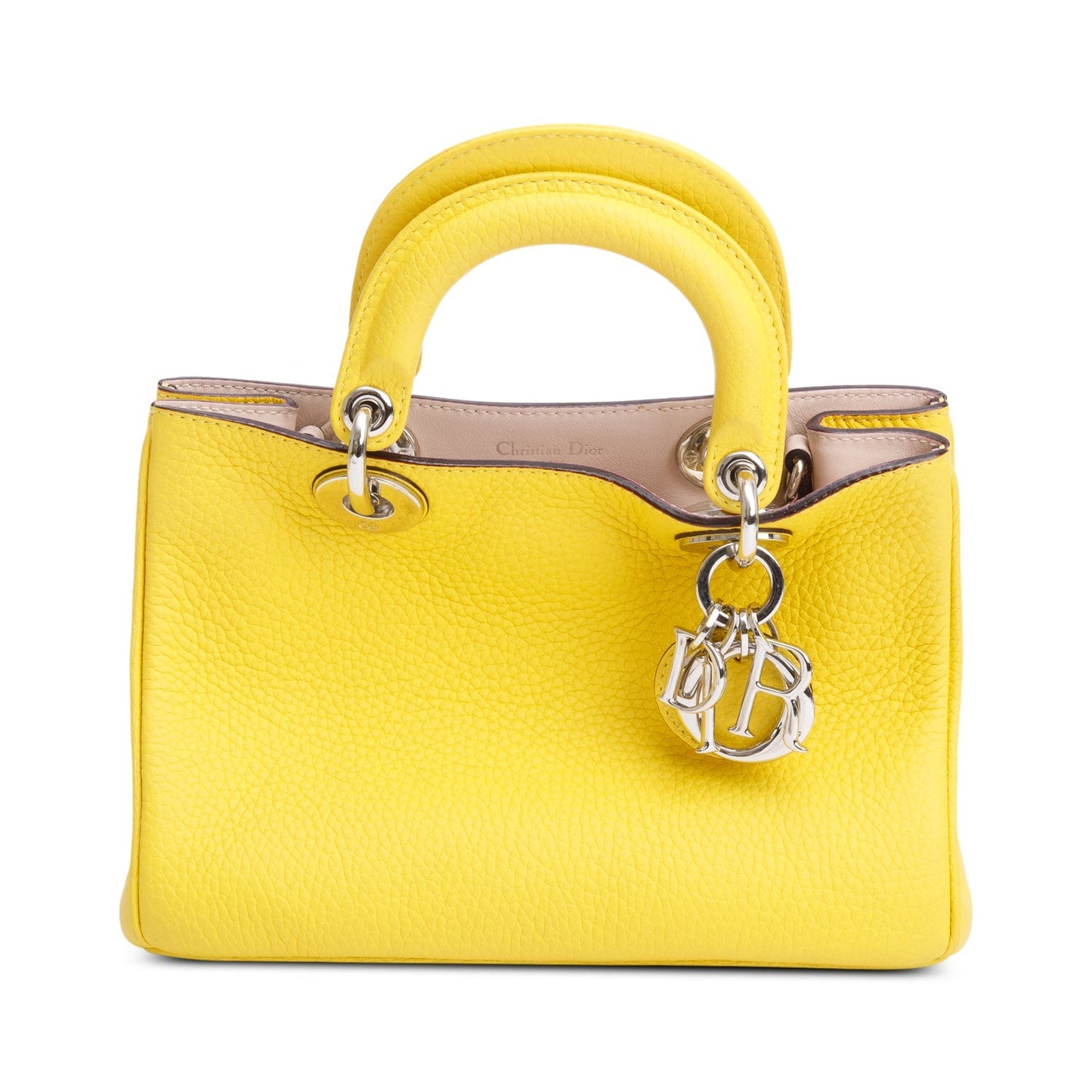 Christian Dior Yellow Calfskin Leather Mini Diorissimo Tote