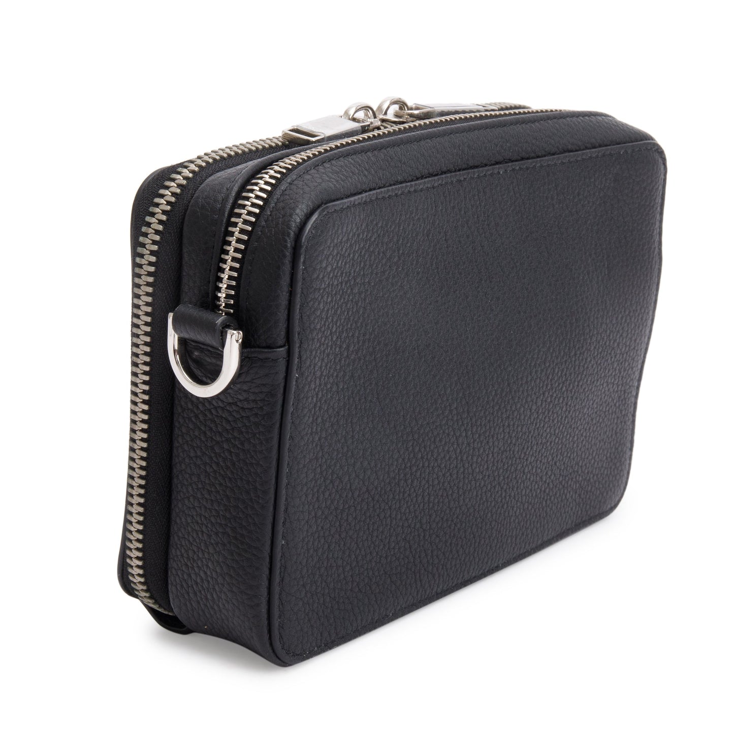 Christian Dior x Shawn Stussy Black Calfskin Leather Double Zip Crossbody Bag