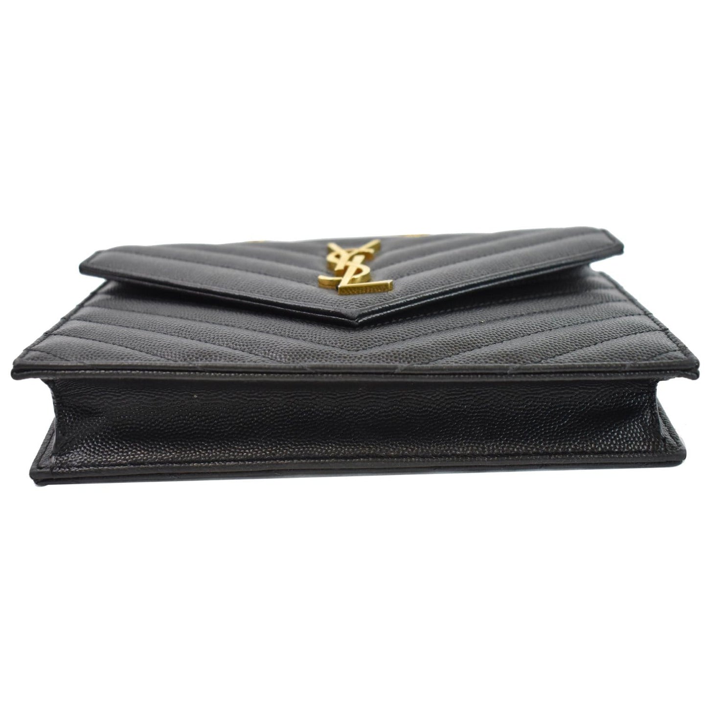YVES SAINT LAURENT Envelope Monogram Leather Crossbody Chain Wallet Black