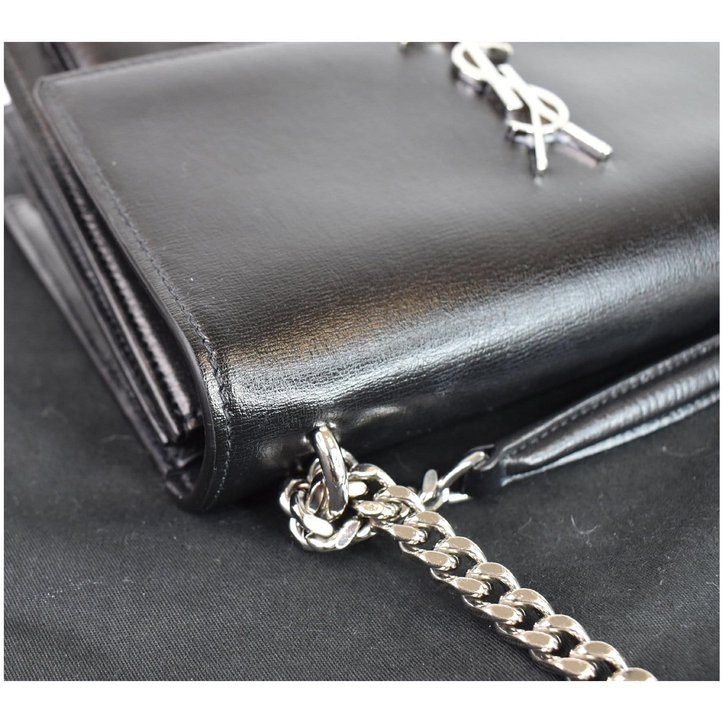 YVES SAINT LAURENT Sunset Medium Leather Shoulder Bag Black