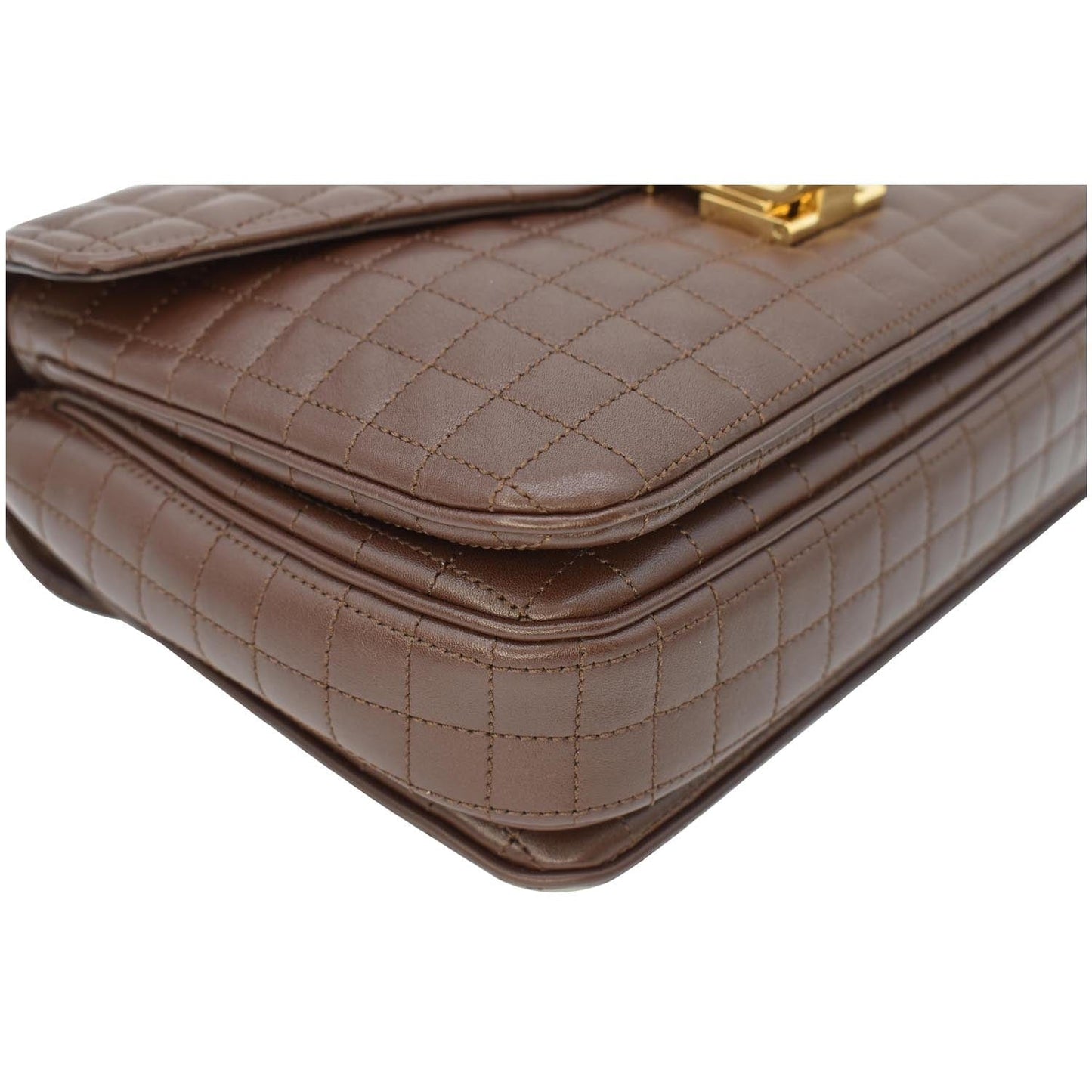 CELINE Medium C Quilted Leather Crossbody Bag Khaki