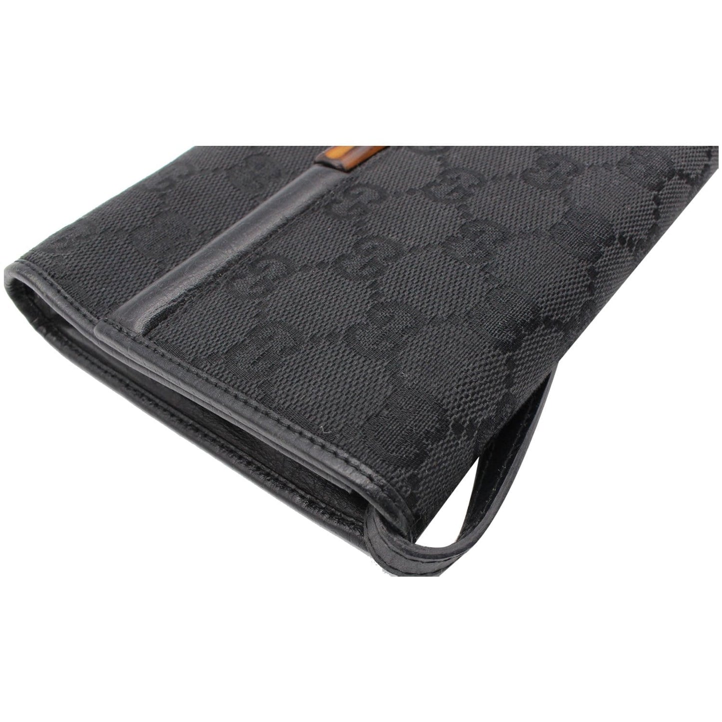 GUCCI Bamboo GG Monogram Canvas Clutch Bag Black