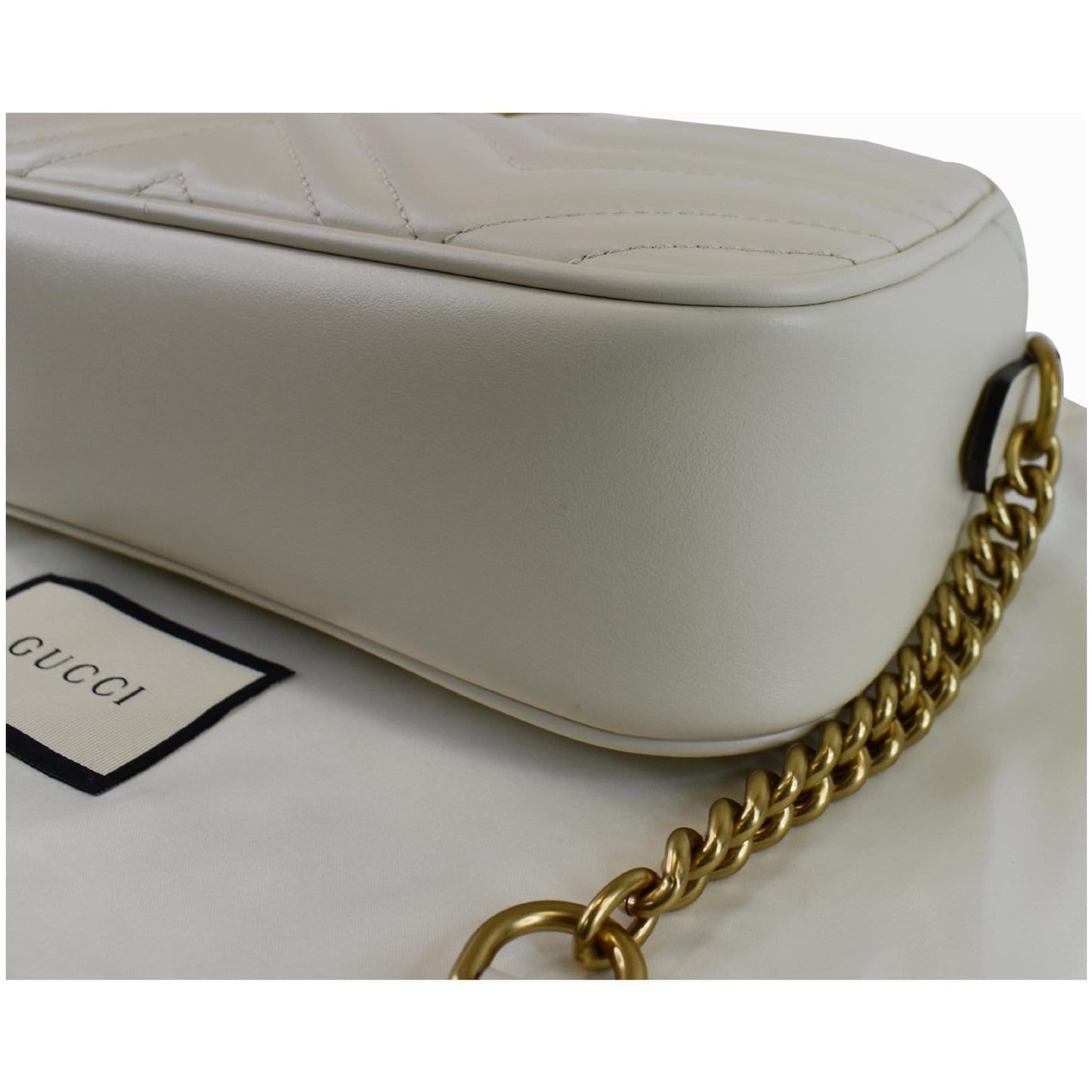 GUCCI GG Marmont Matelasse Small Leather Crossbody Bag White 447632