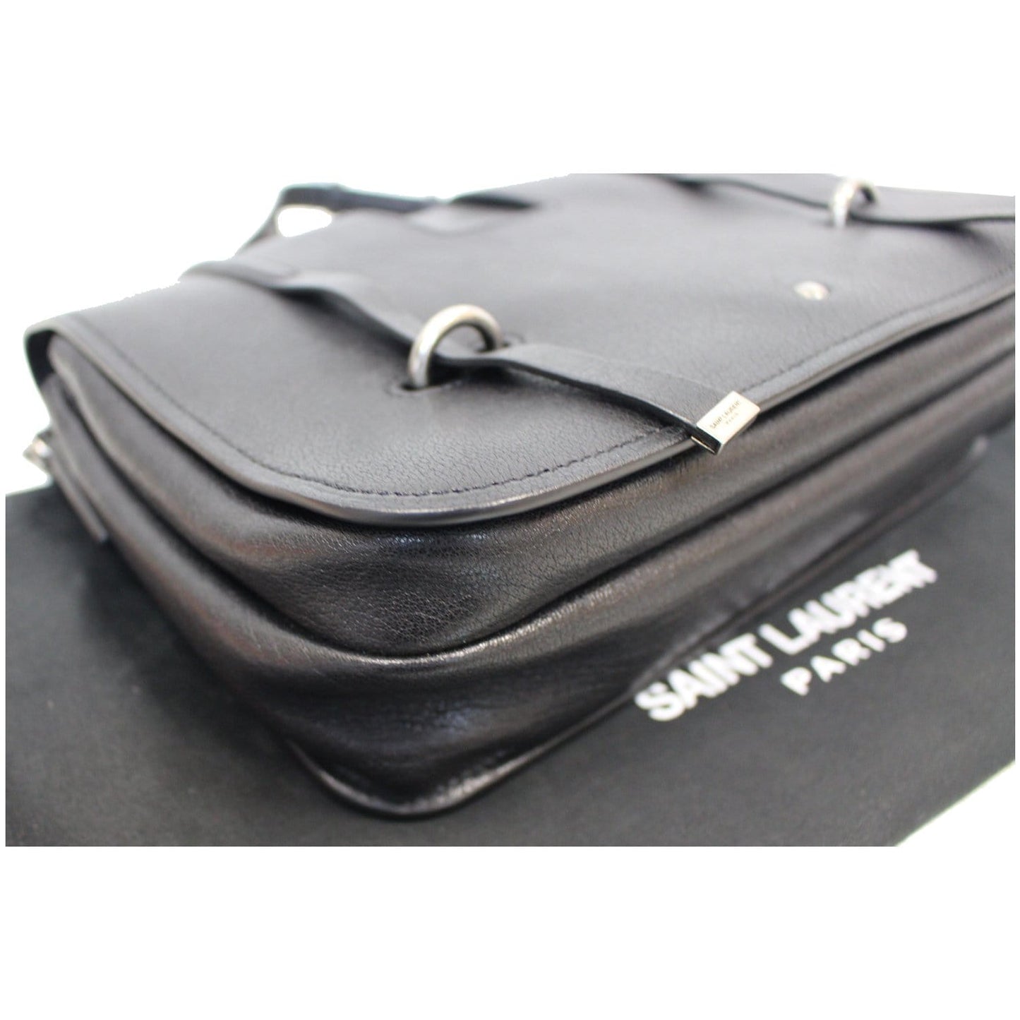 YVES SAINT LAURENT Large Charlotte Leather Messenger Bag Black