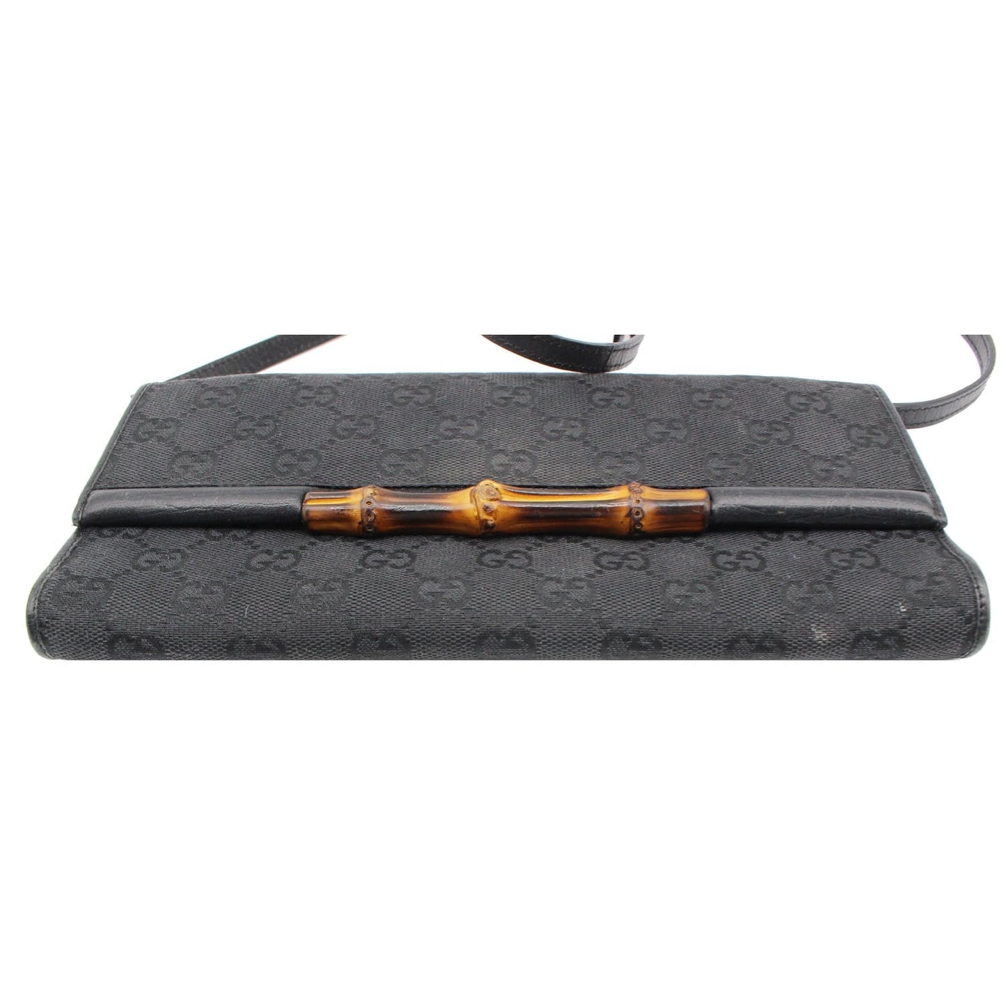 GUCCI Bamboo GG Monogram Canvas Clutch Bag Black