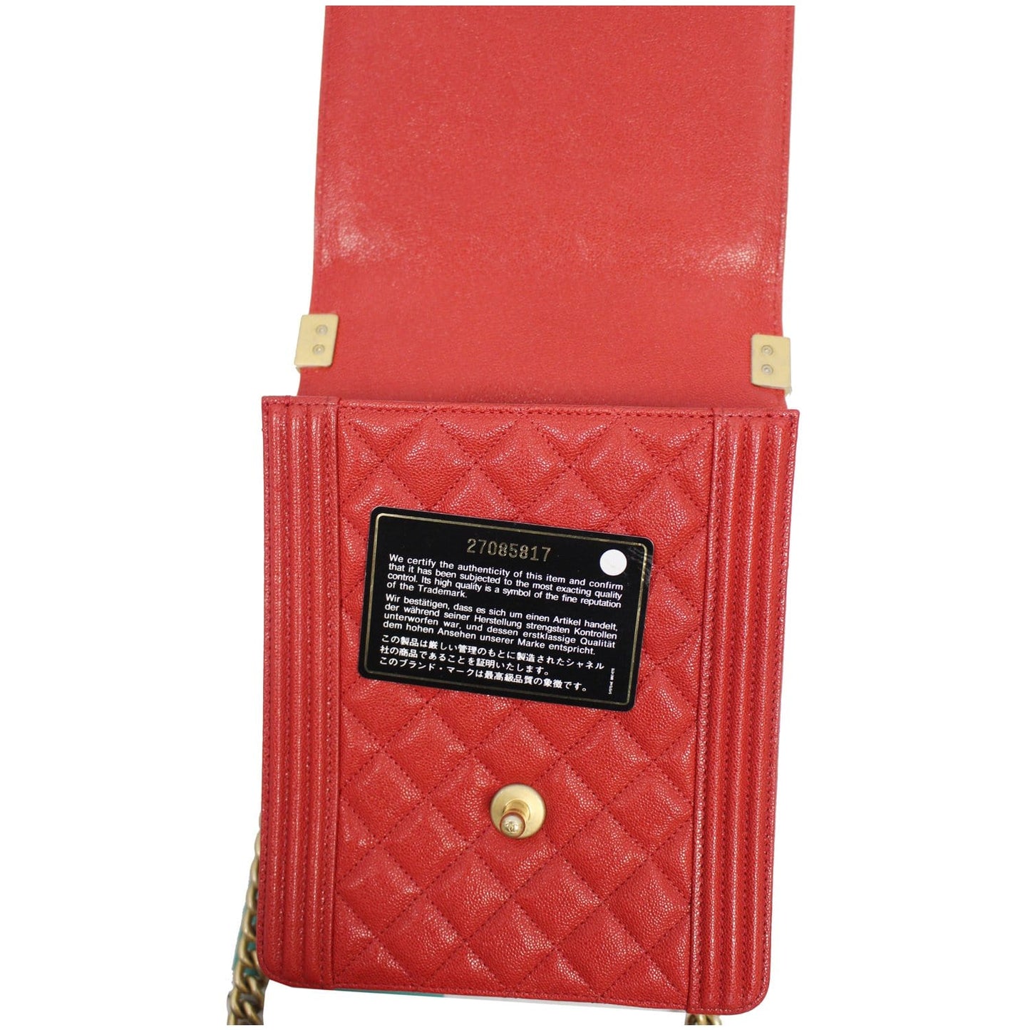 CHANEL North South Boy Quilted Caviar Leather Crossbody Bag Red