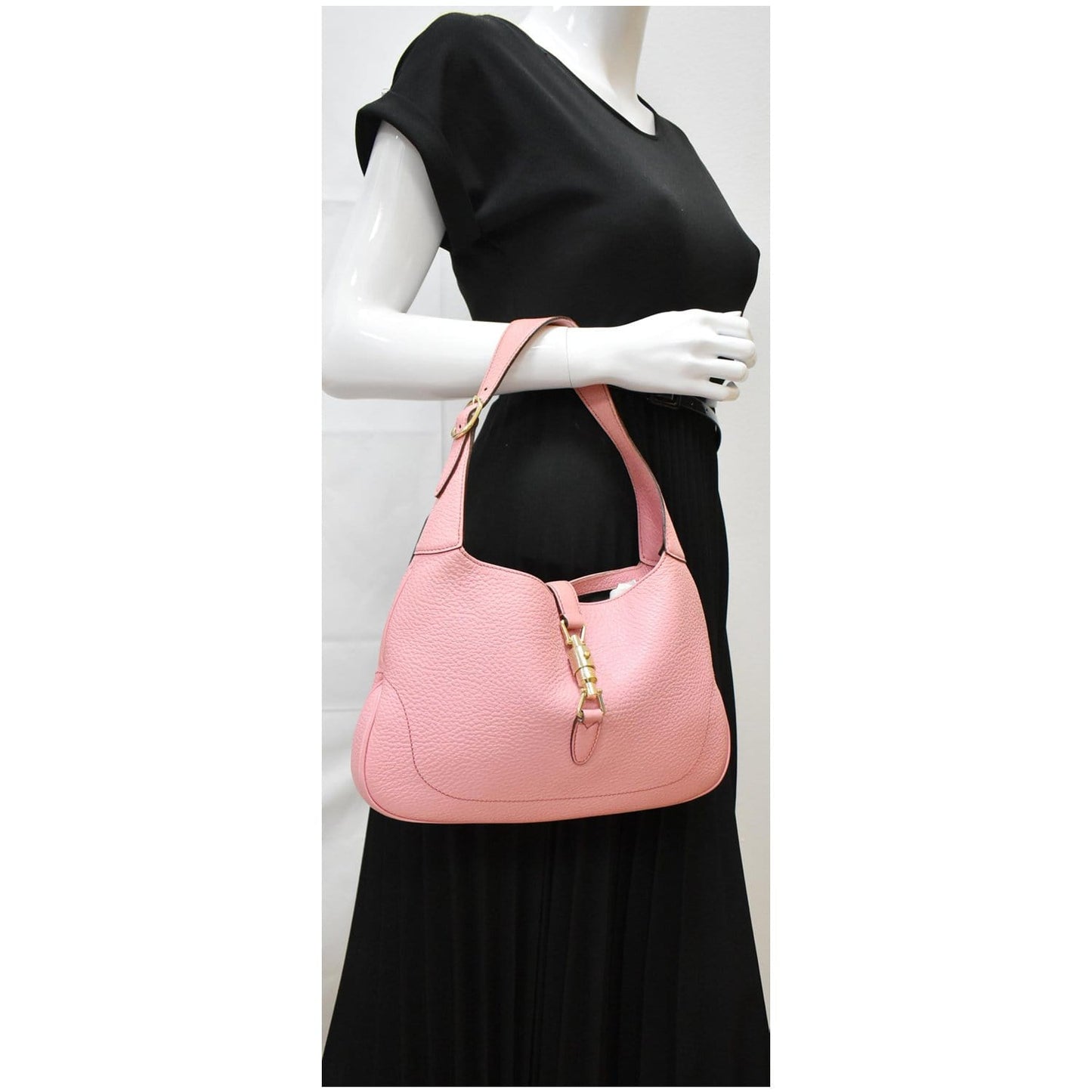 GUCCI Jackie Small Vintage Calfskin Leather Hobo Bag Pink 137335
