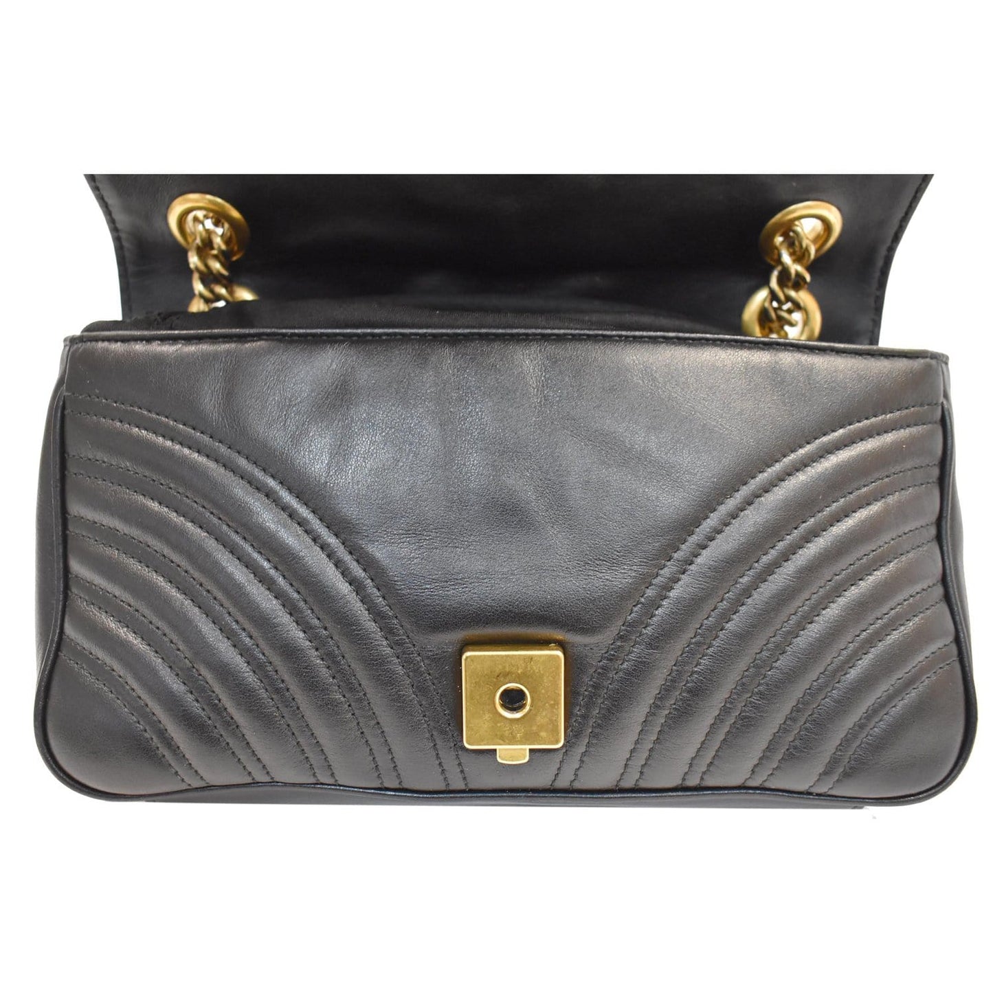 GUCCI GG Marmont Small Matelasse Leather Crossbody Bag Black 443497