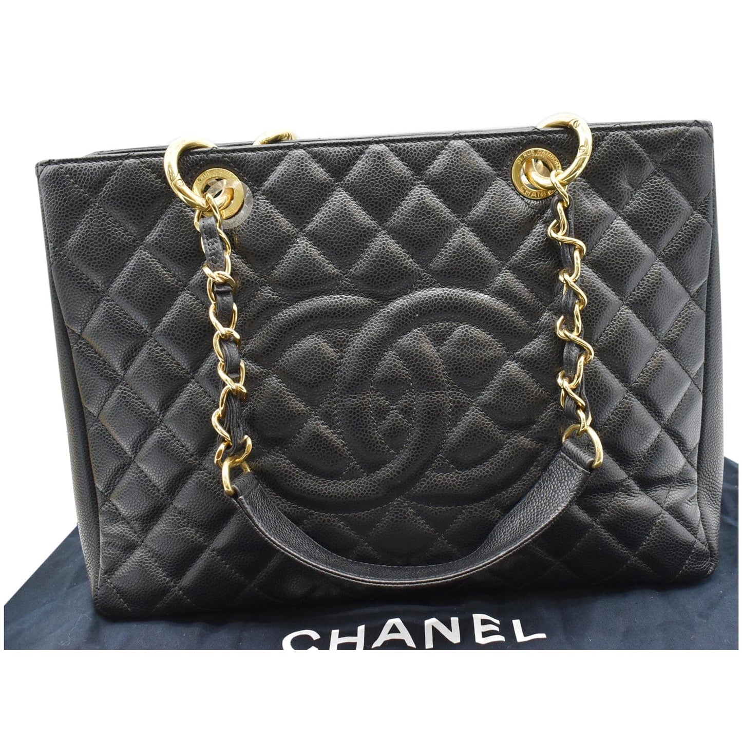 CHANEL Grand Shopping GST Caviar Leather Tote Bag Black