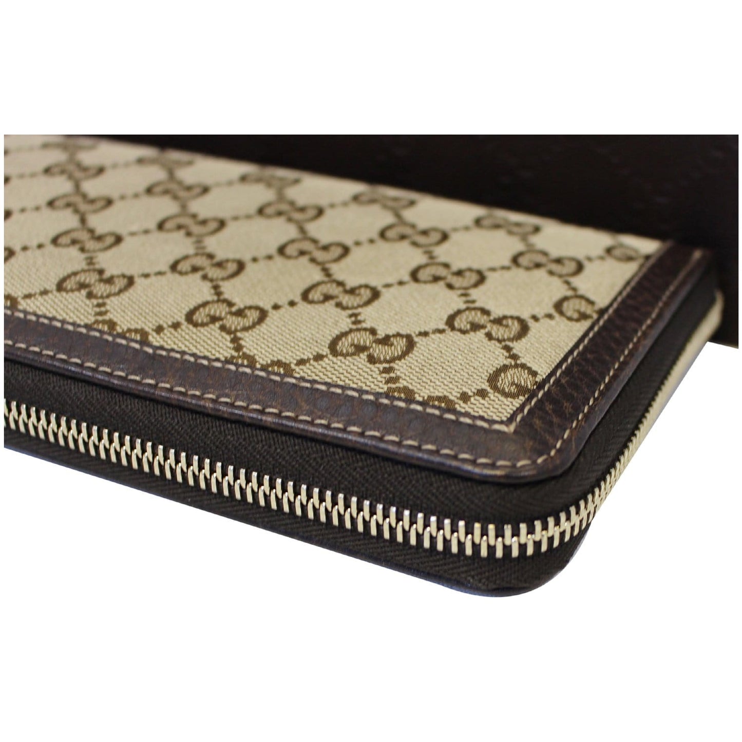 GUCCI Bamboo GG Canvas Zippy Organizer Wallet Beige 232977