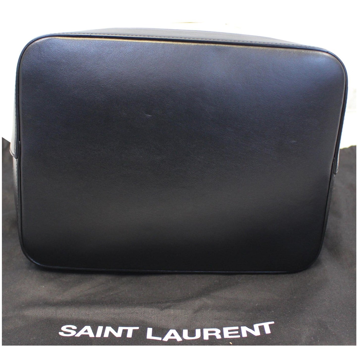YVES SAINT LAURENT Teddy Canvas/Leather Drawstring Shopping Tote White/Black - Last Call