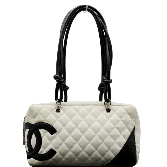 CHANEL Cambon Ligne Quilted Leather Bowler Tote Bag White - 10% OFF