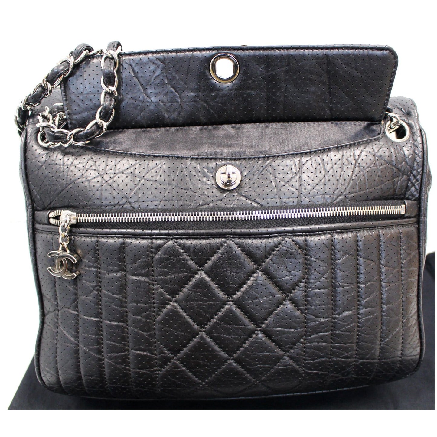 CHANEL Calfskin Perforated 50's Bowler Bag Black