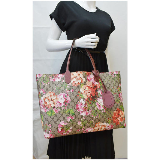 GUCCI Blooms Reversible Floral GG Canvas Tote Bag Multicolor 368571