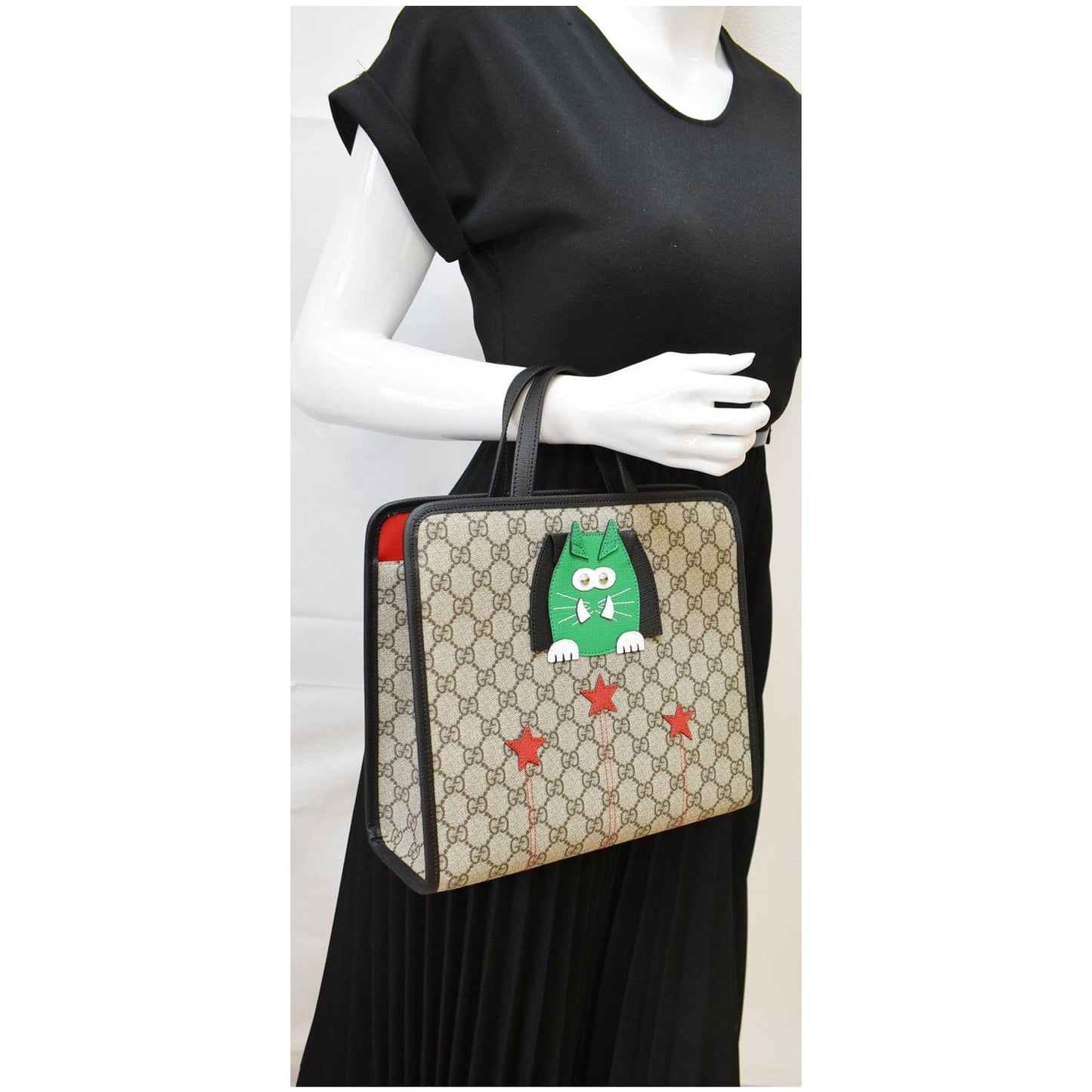 GUCCI Children?s Cat Printed GG Canvas Tote Bag Beige 645290