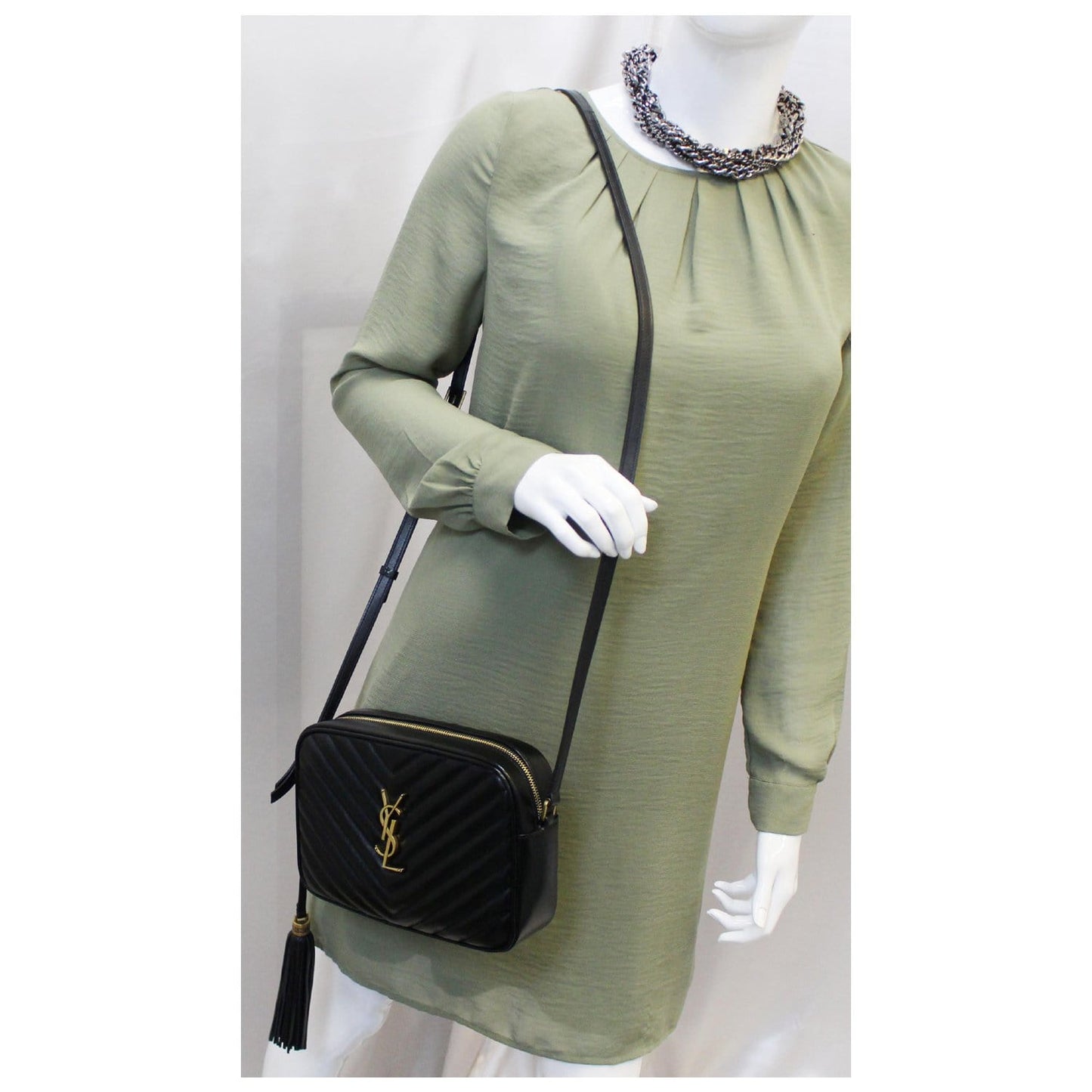 Yves Saint Laurent Camera Leather Crossbody Bag Black