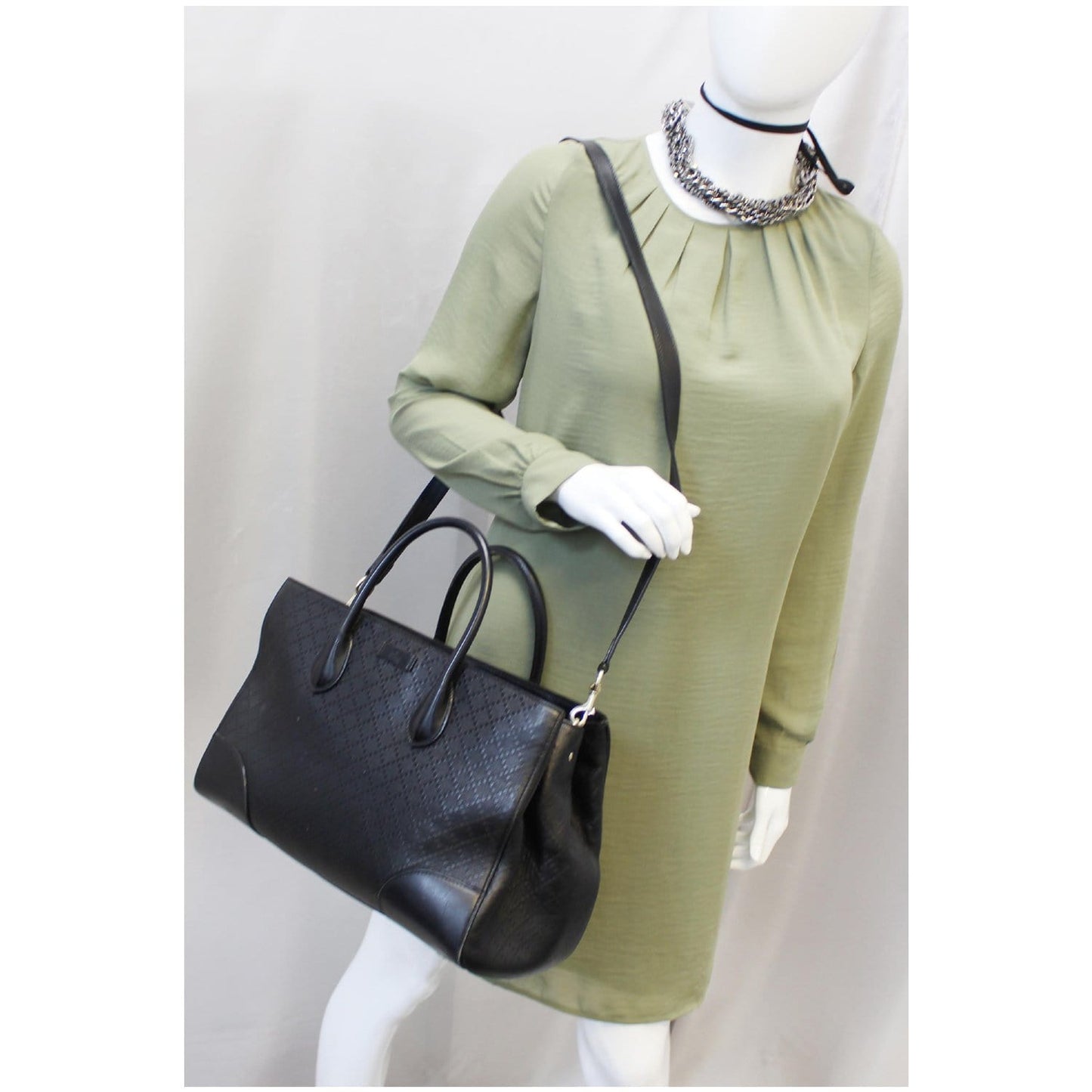 GUCCI Bright Diamante Medium Top Handle Bag Black