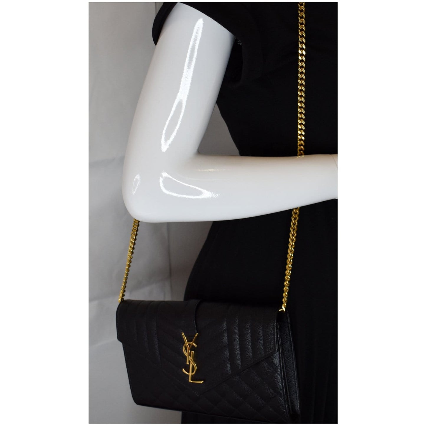 YVES SAINT LAURENT Envelope Small Leather Shoulder Bag Black