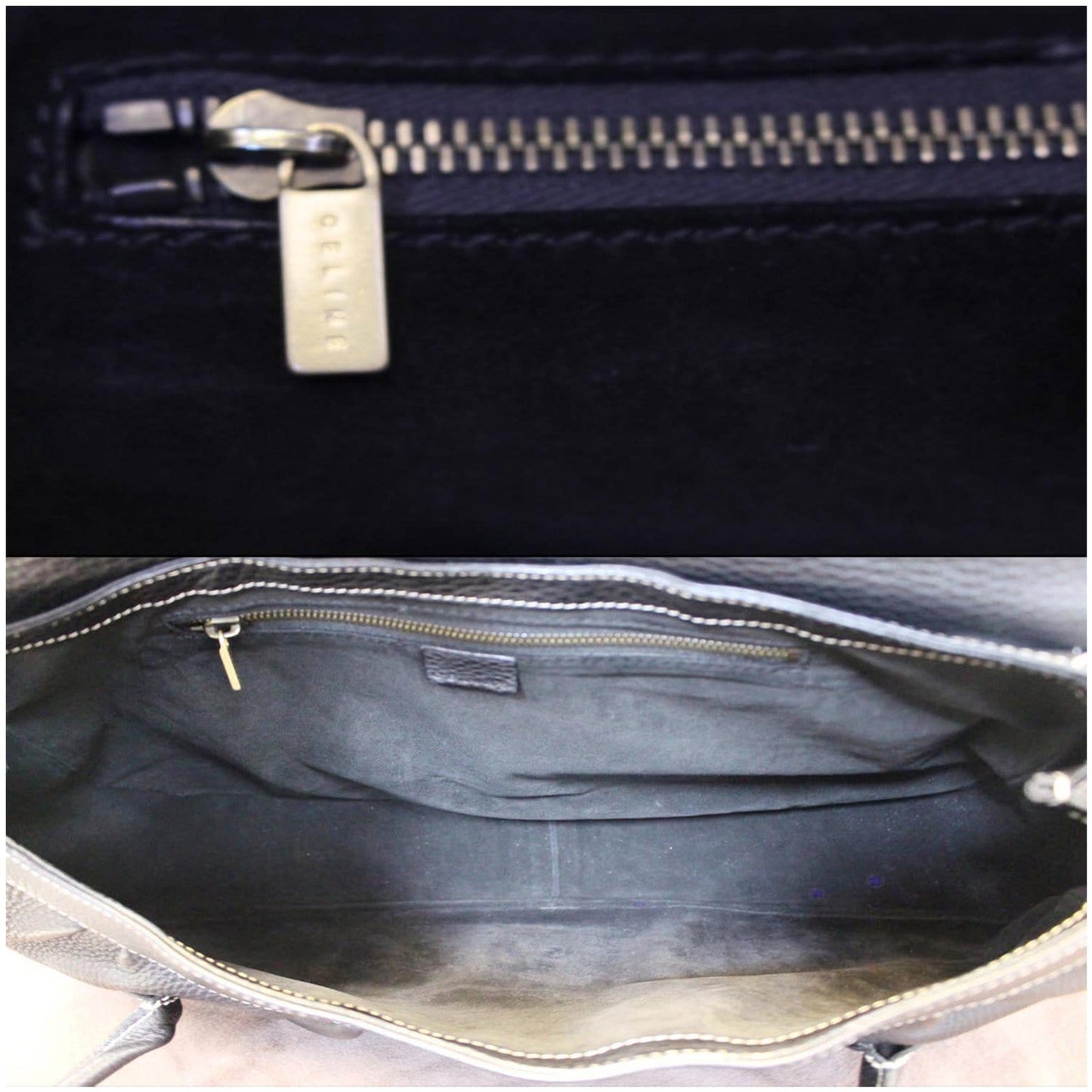 Celine Buckle Leather Satchel Bag Black - Last Call