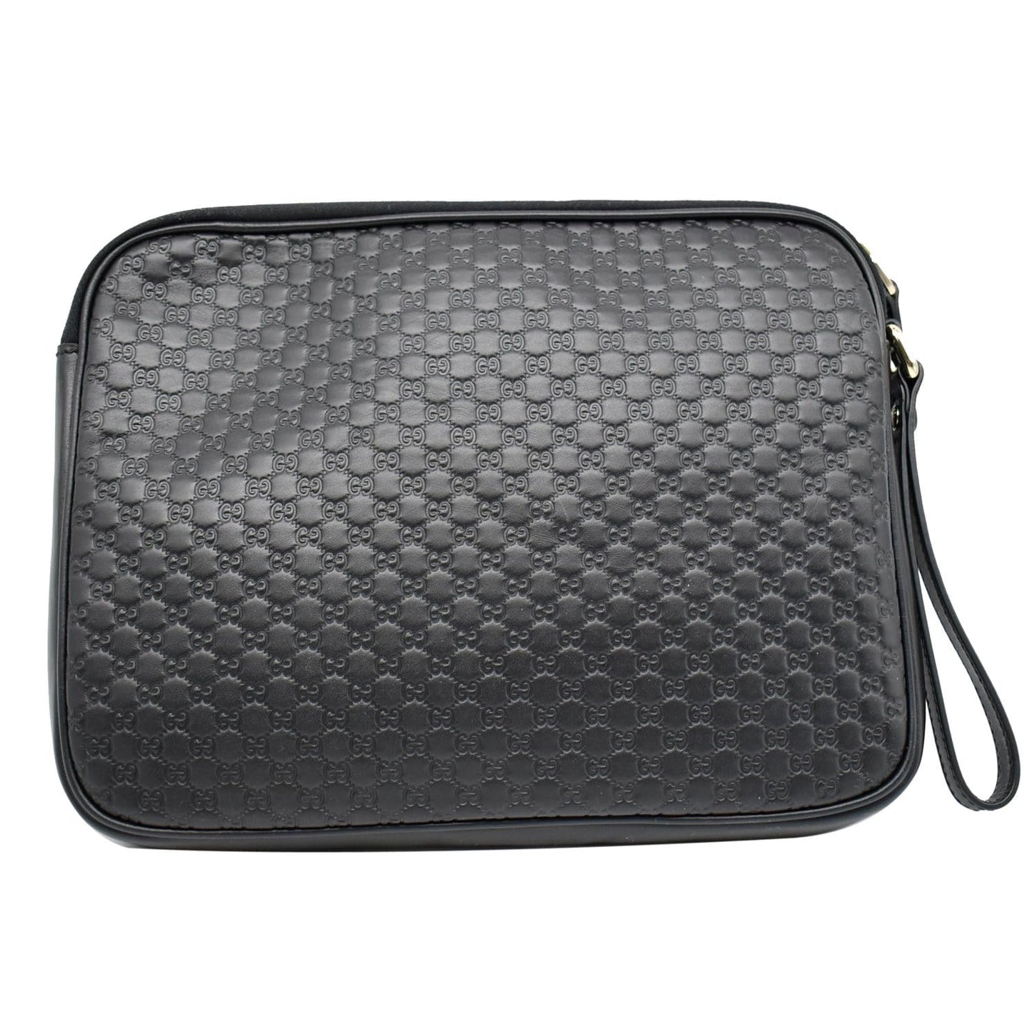 GUCCI Microguccissima Leather Clutch Bag Black 607726