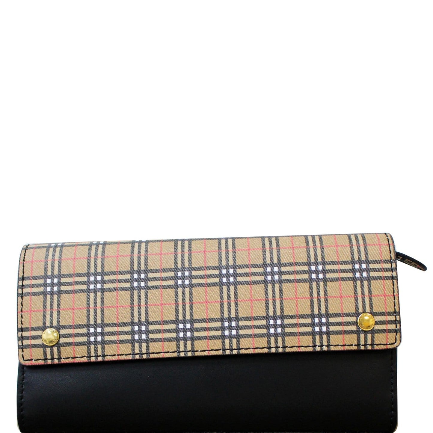 Luxury Burberry Small Scale Continental Check Leather Wallet Black