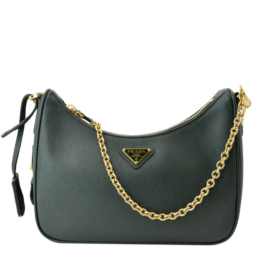 PRADA Re-Edition 2005 Saffiano Leather Shoulder Bag Emerald Green